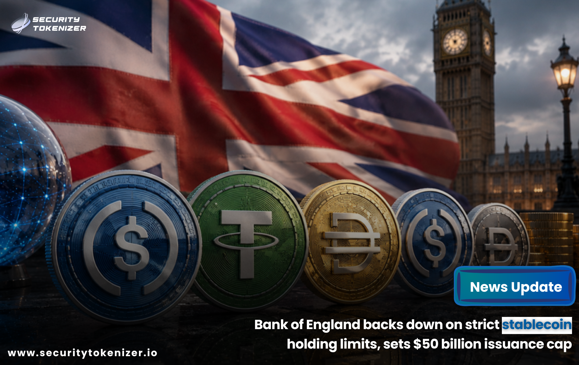 Bank of England backs down on strict stablecoin holding limits, sets $50 billion issuance cap